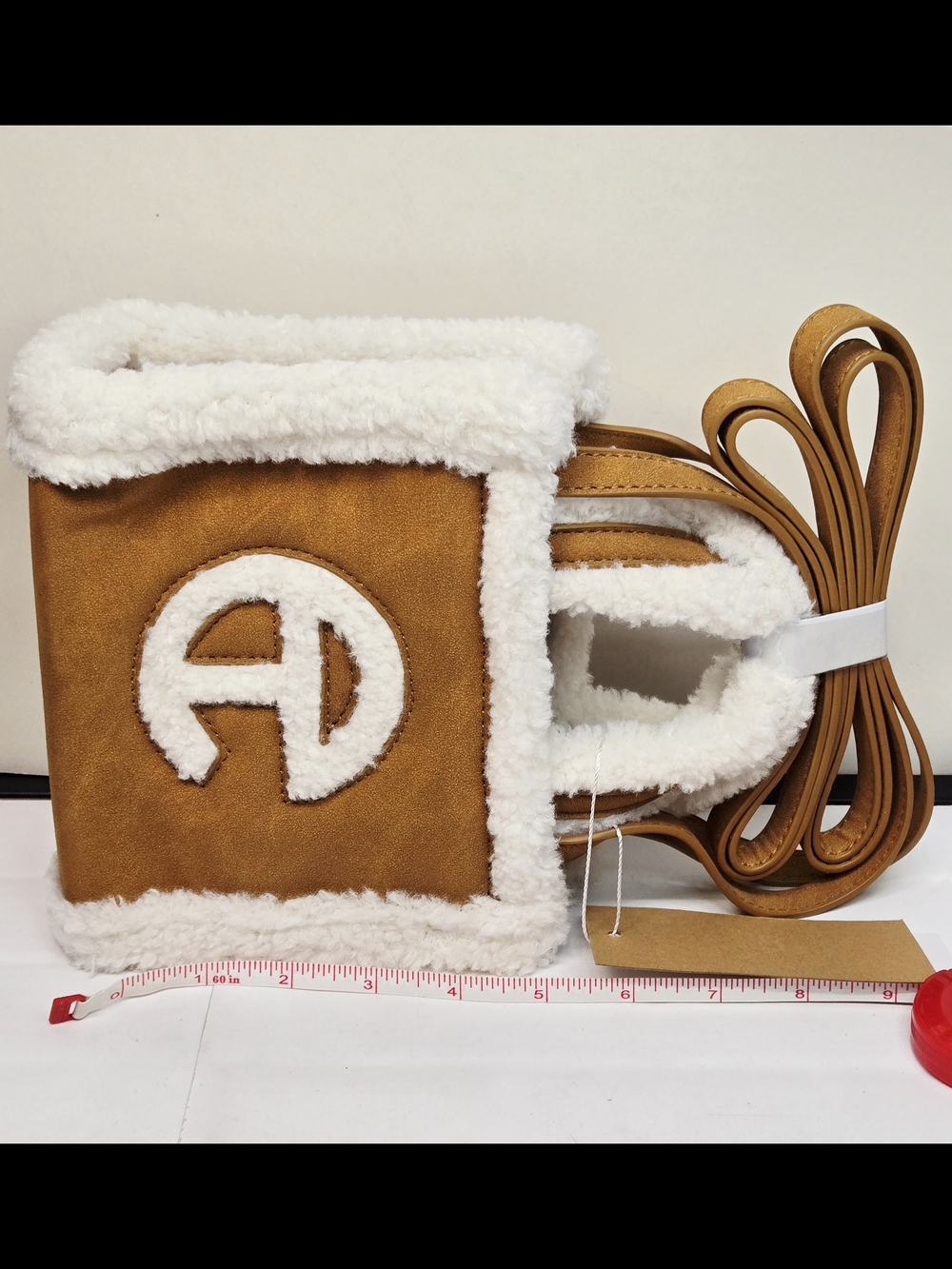 UGG Tan Mini Tote with White Faux-Shearling Trim - Picture 5 of 7